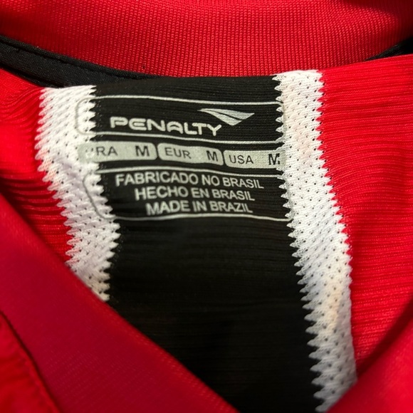 NWT PENALTY SPFC SAN PAULO RED AND BLACK STRIPED JERSEY #10 AGUILA  SIZE MEDIUM - Picture 4 of 8